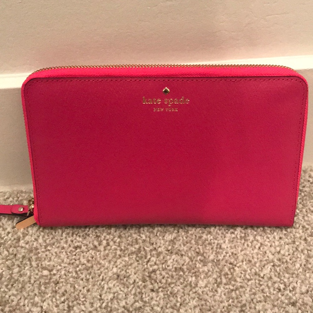 kate spade pink zip-around wallet